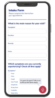 Intake form screen